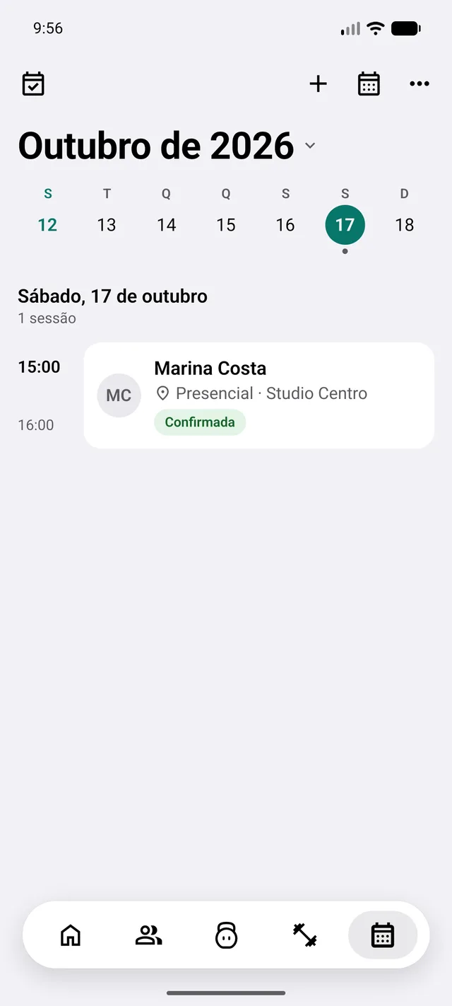 Captura da agenda de um personal trainer no fofit.
